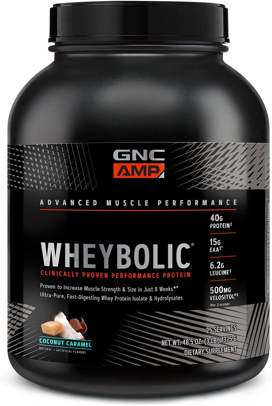 GNC AMP Wheybolic Coconut Caramel Protein Powder for Strength