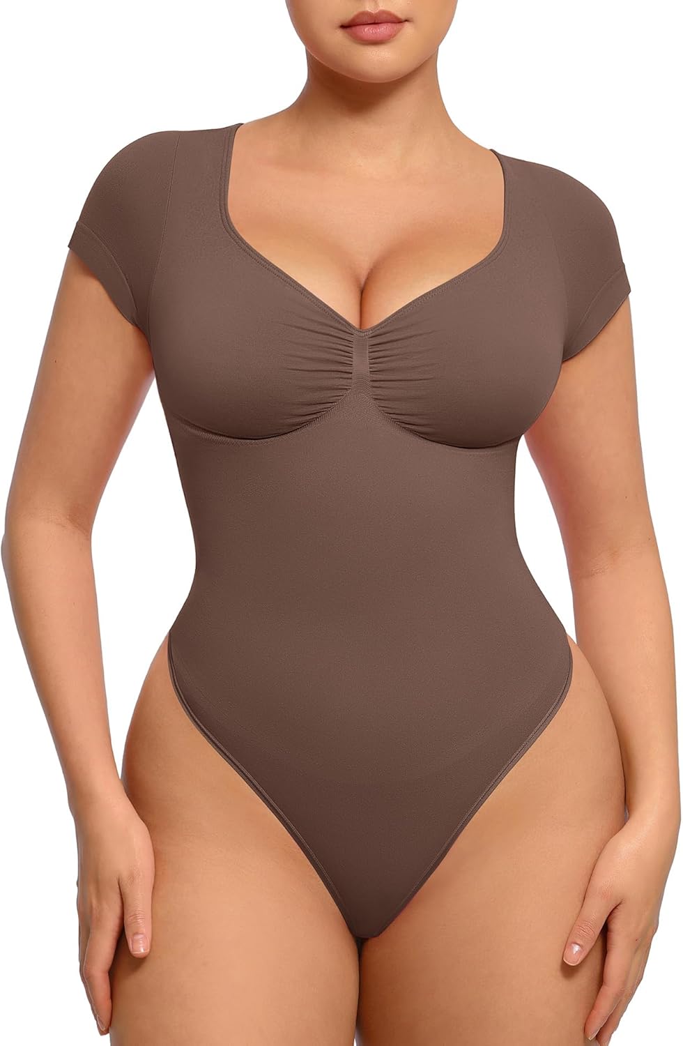 FeelinGirl Short Sleeve Bodysuit for Women with Tummy Control