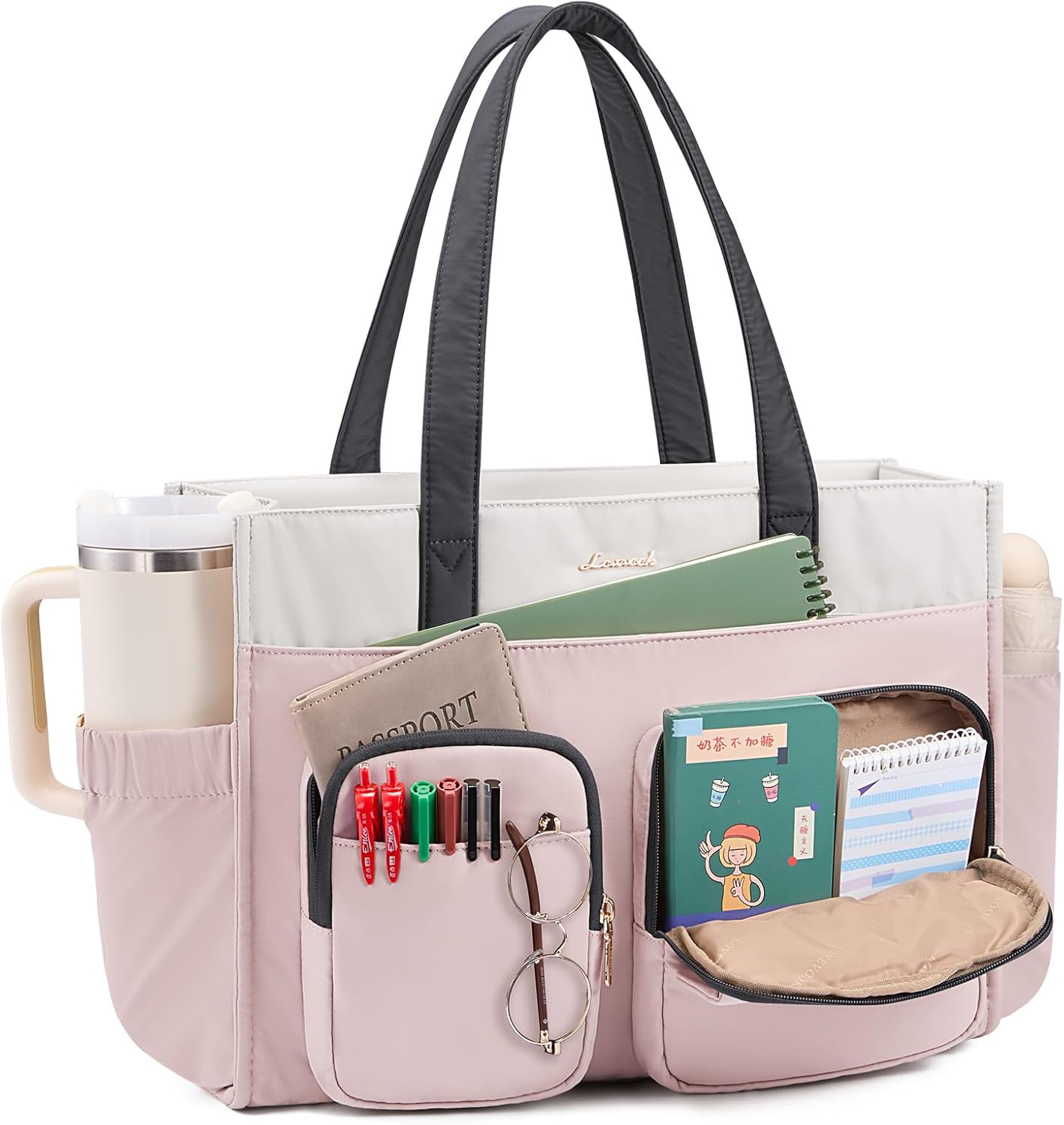 LOVEVOOK Teacher Tote Bag for Women: Multi-Pocket Laptop Bag