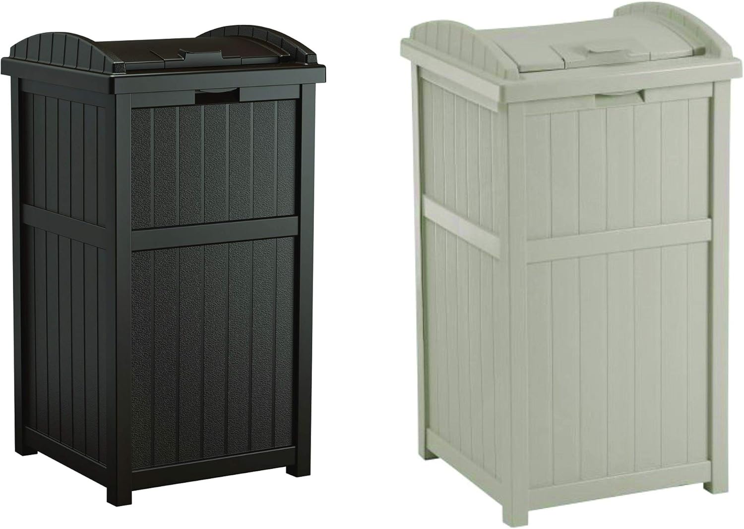 Suncast 2 Pack 33 Gallon Durable Plastic Hideaway Trash Bins
