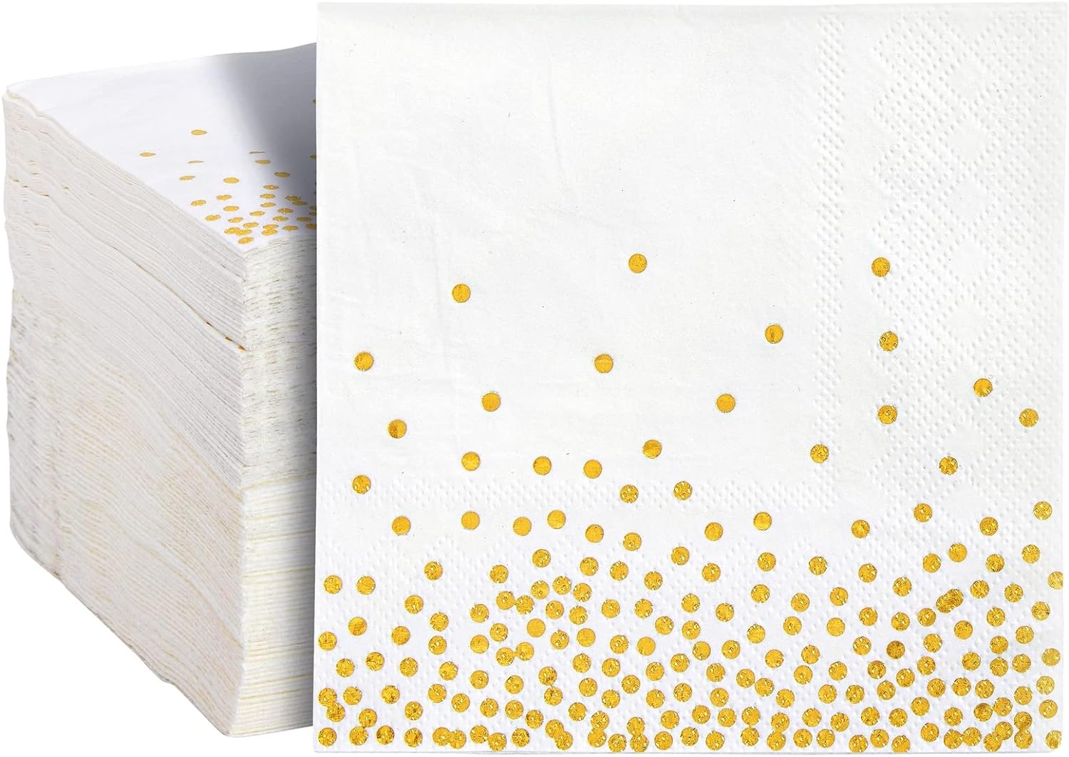100 Pack White & Gold Cocktail Napkins for Stylish Parties