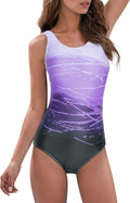 One Piece Swimsuit for Women Criss Cross Back Color Block - Athletic