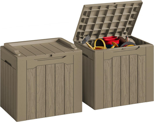 JUMMICO 31 Gallon Resin Deck Box for Outdoor Storage Solutions