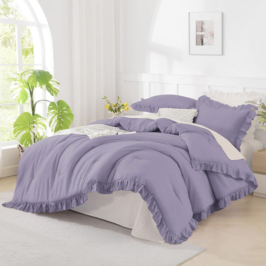 Andency Grayish Lavender Purple King Comforter Set for Elegance