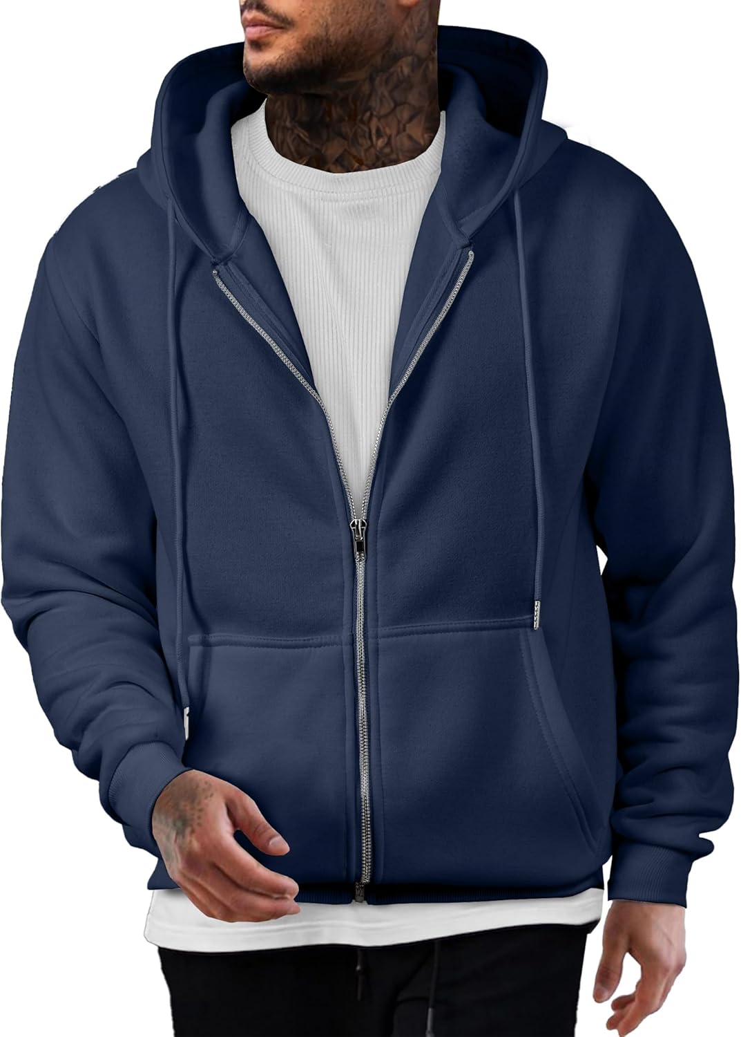 JMIERR Mens Full Zip Casual Cotton Hooded Fleece Sweatshirt