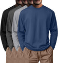 Mens Big and Tall Long Sleeve Crewneck 4-Pack Cotton Shirts