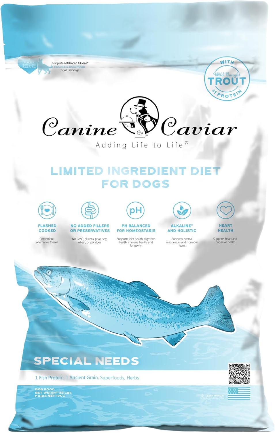 Canine Caviar Special Needs Trout & Oats Dry Dog Food 22 lb