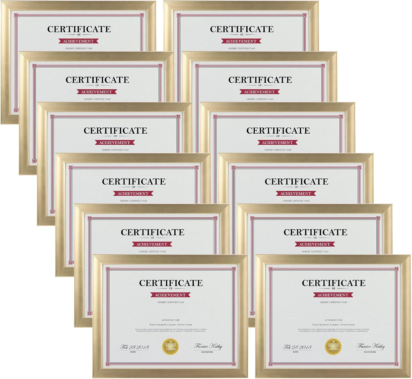 Elegant 8.5x11 Gold Picture Frame Set of 12 for Display