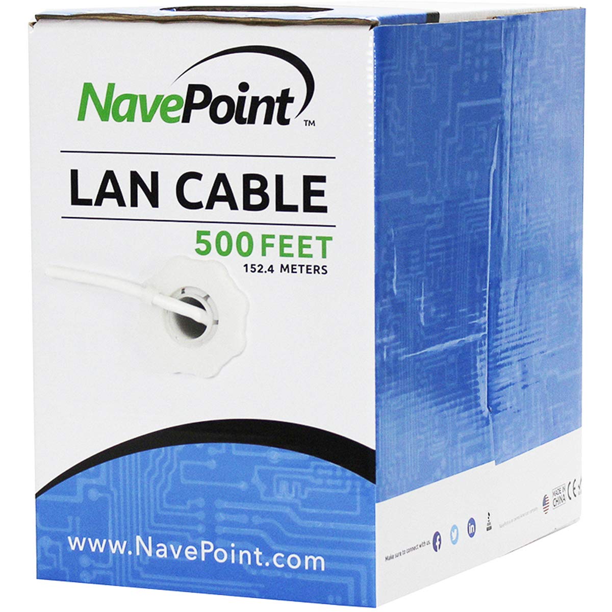 NavePoint CAT6 Ethernet Cable - High Performance 500ft UTP