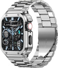 Stainless Steel Band and Case for Apple Watch 45mm - Rugged Metal Look