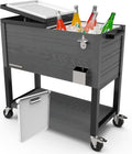 80 Quart Party Cooler Rolling Ice Chest - Teak Style Patio Cooler