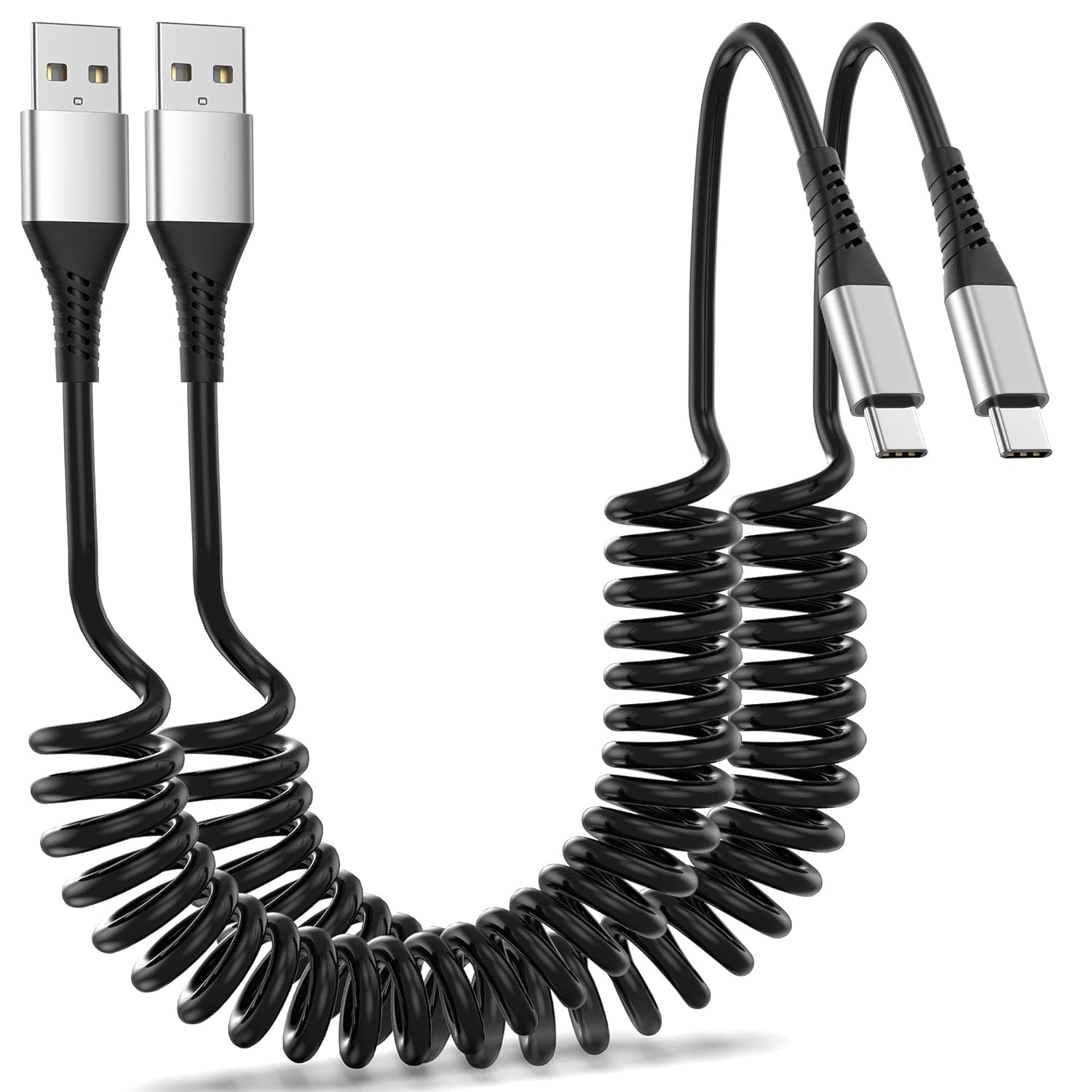 Fast Charge on the Go - 2Pack Coiled USB C Cable