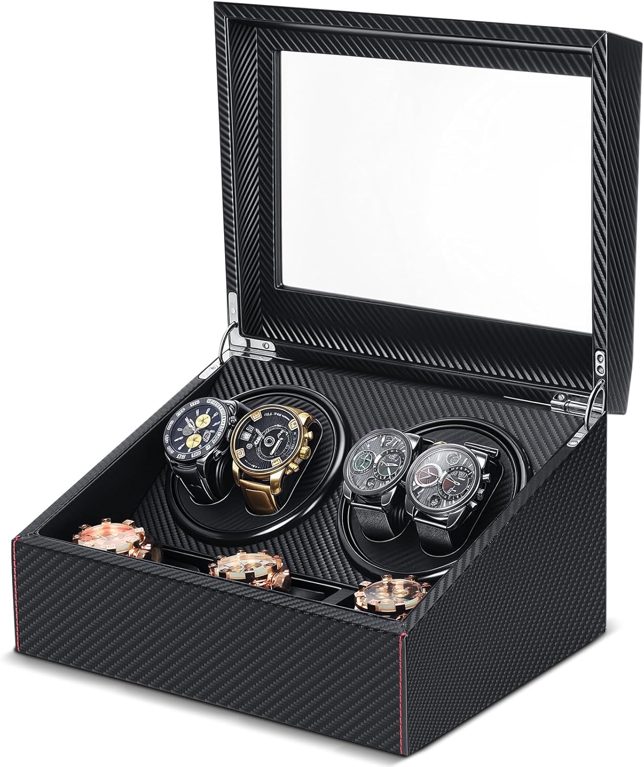 Landical Watch Winder: Quiet Motor, 4 Rotators, 6 Storage Box