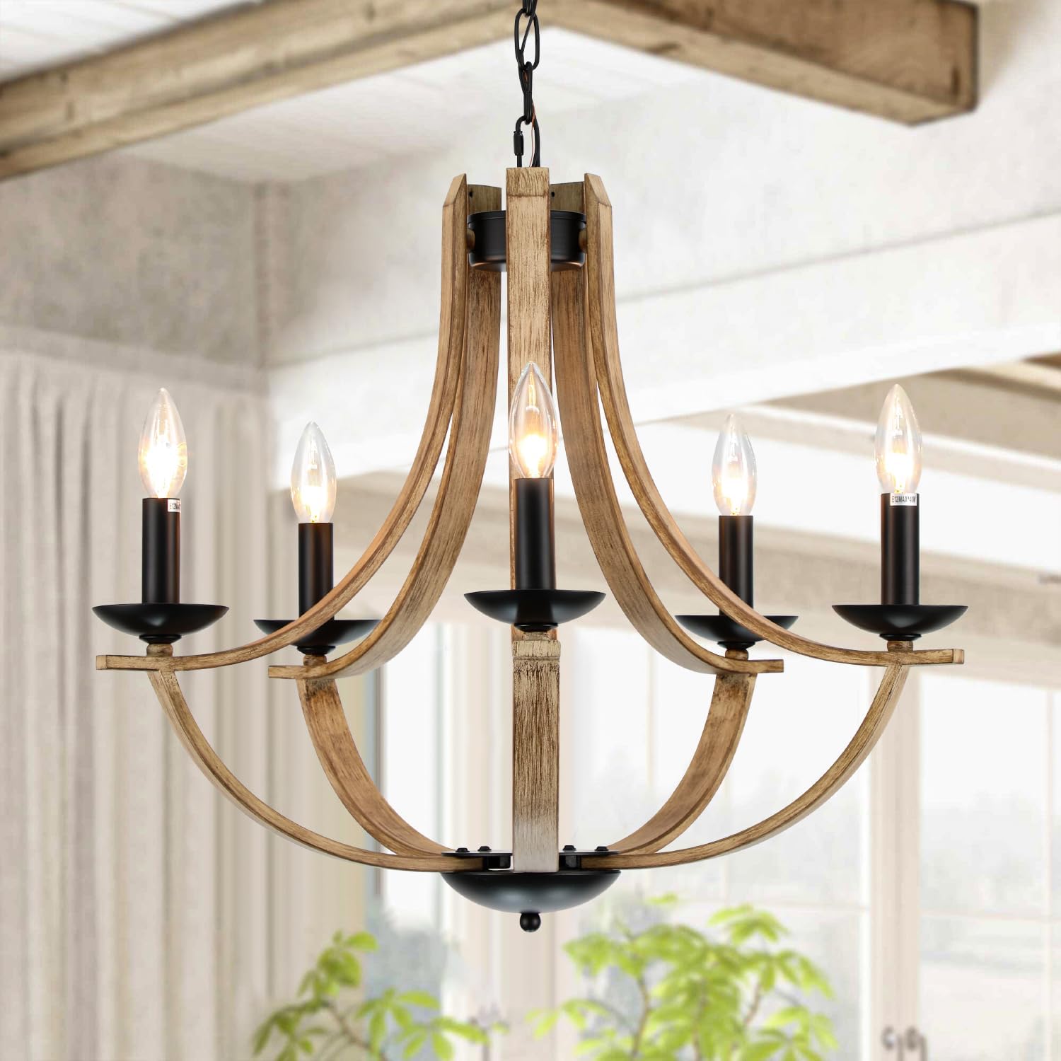 Farmhouse Chandeliers for Dining Room Light Fixture, 5-Light