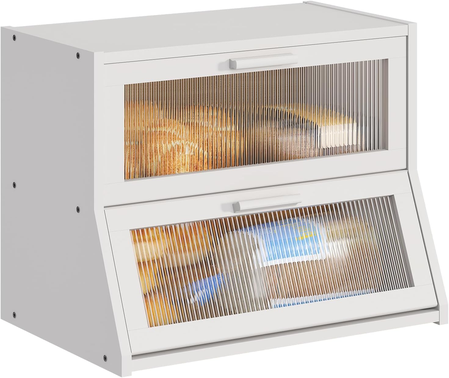 Large Bread Box Double Layer Bamboo Storage for Kitchen Counter