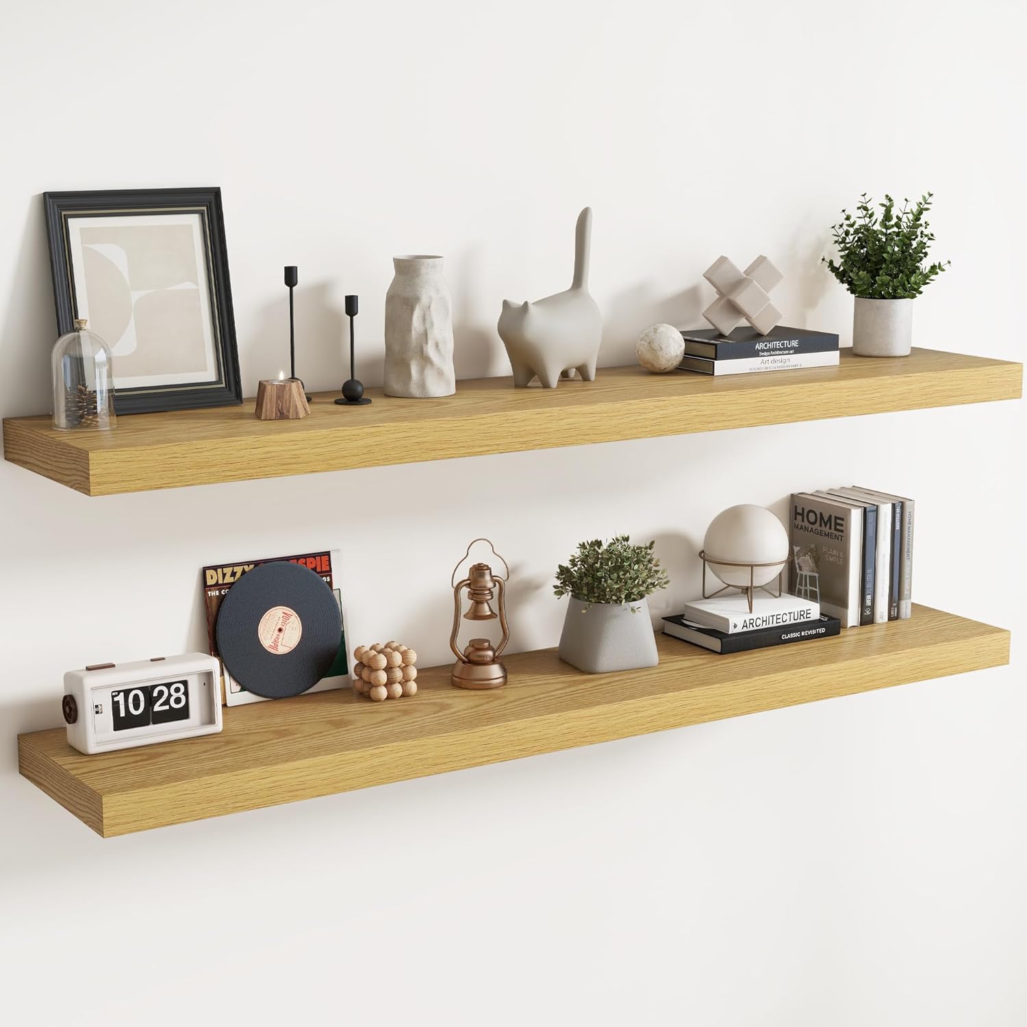 Floating Shelves for Wall with Invisible Brackets - Oak Set