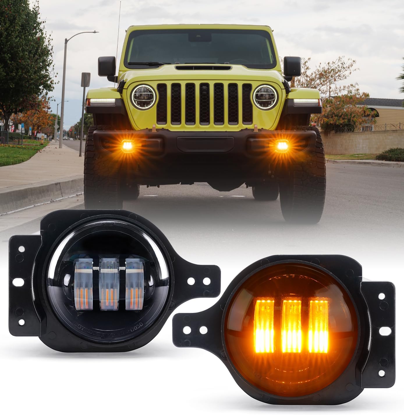 Xprite 300% Bright Fog Lights for 2018-2025 Jeep Wrangler JL
