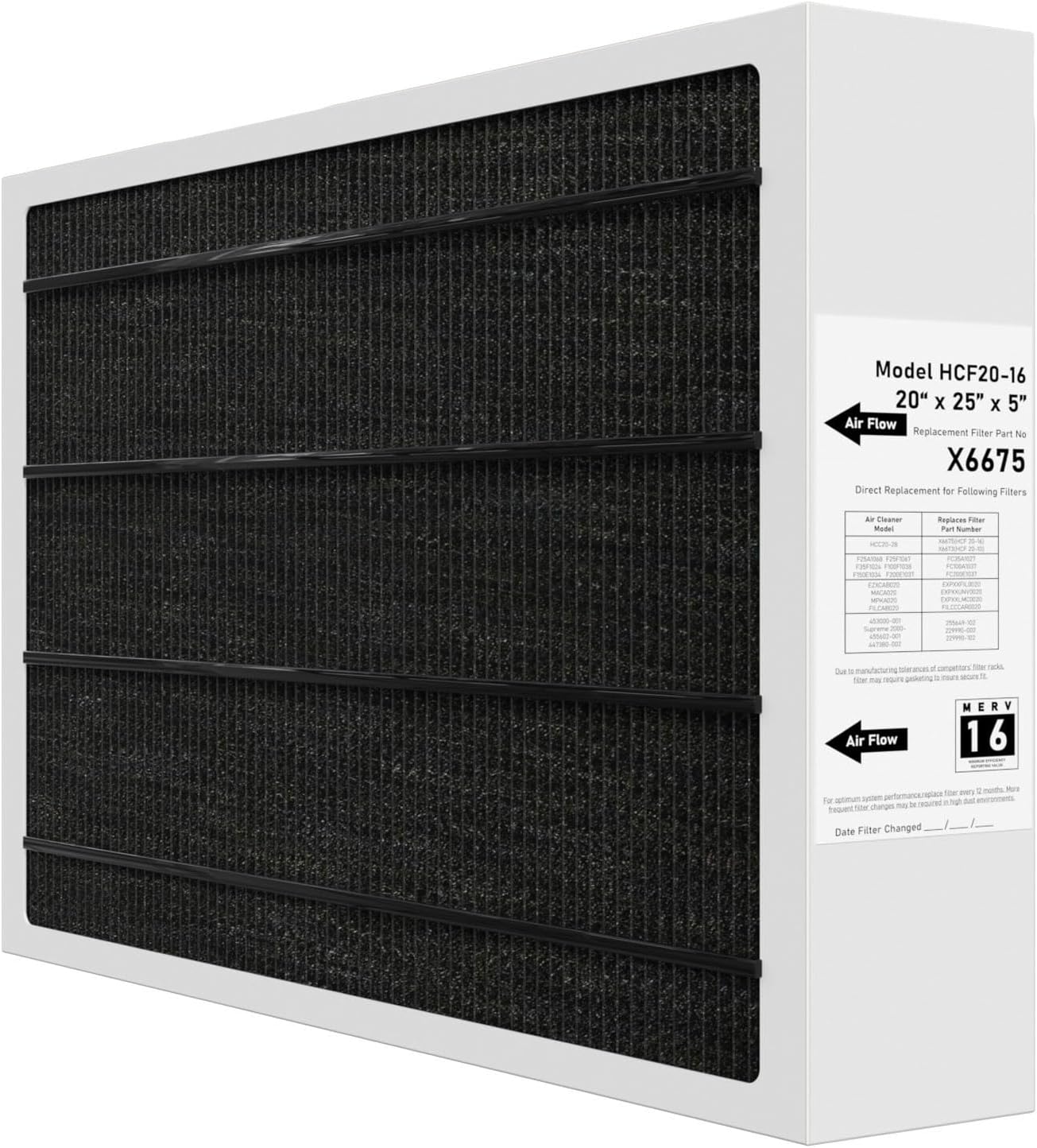 X6675 Merv 16 Air Filter 20x25x5 for Lennox HVAC Systems