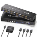 USB 3.0 4 Port HDMI Displayport KVM Switch for 2 Monitors