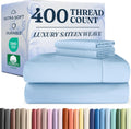 400 Thread Count Cotton Sheet Set Queen Size Light Blue - Deep Pocket