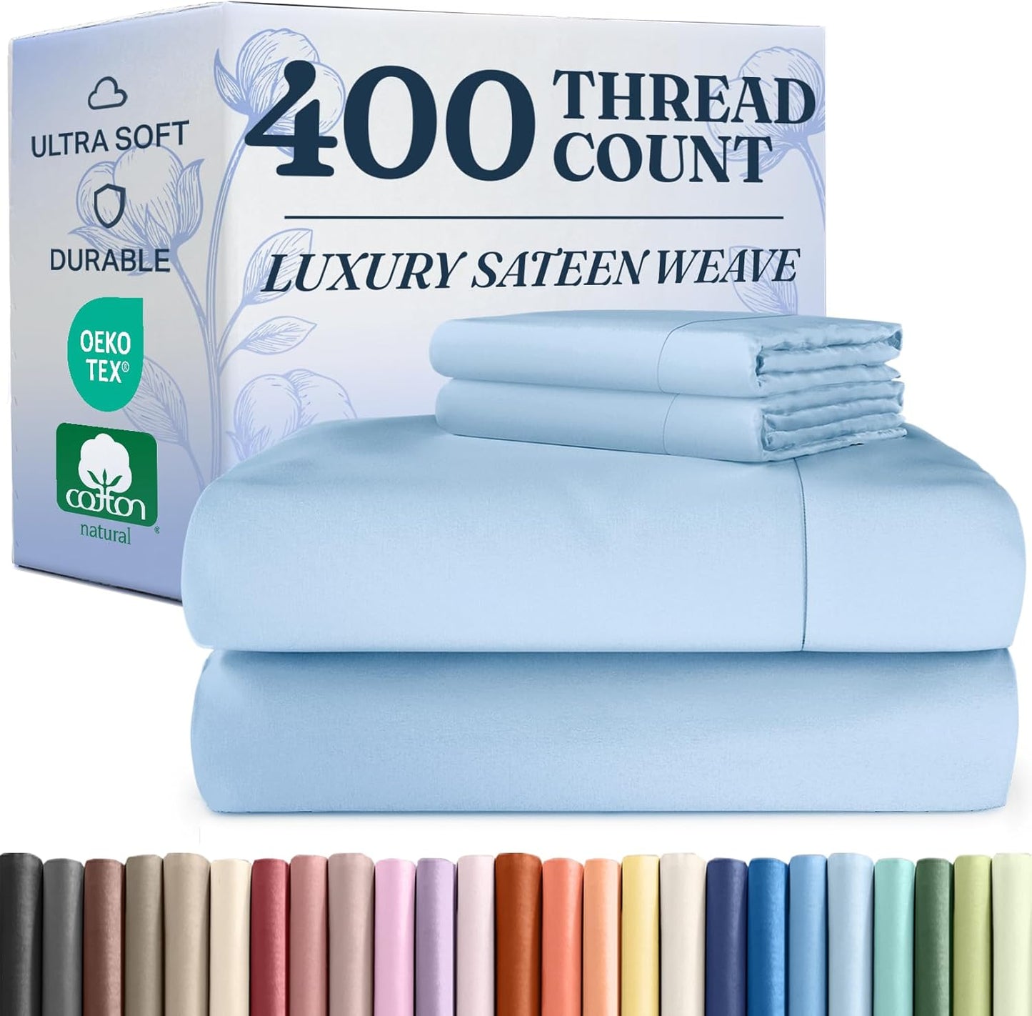 400 Thread Count Cotton Sheet Set - Luxurious Queen Size Sheets