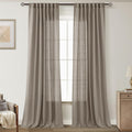 Taupe Linen Curtains 108 inches Long for Rustic Farmhouse Style