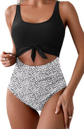 Eomenie One Piece Swimsuit Tummy Control Slimming Cutout Tie Knot Neck