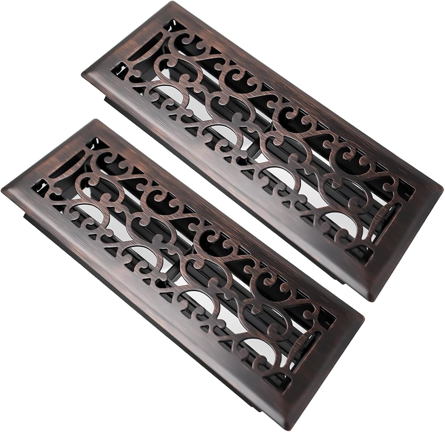 2 Pack 4x12 Heavy Duty Steel Floor Registers for Adjustable Airflow