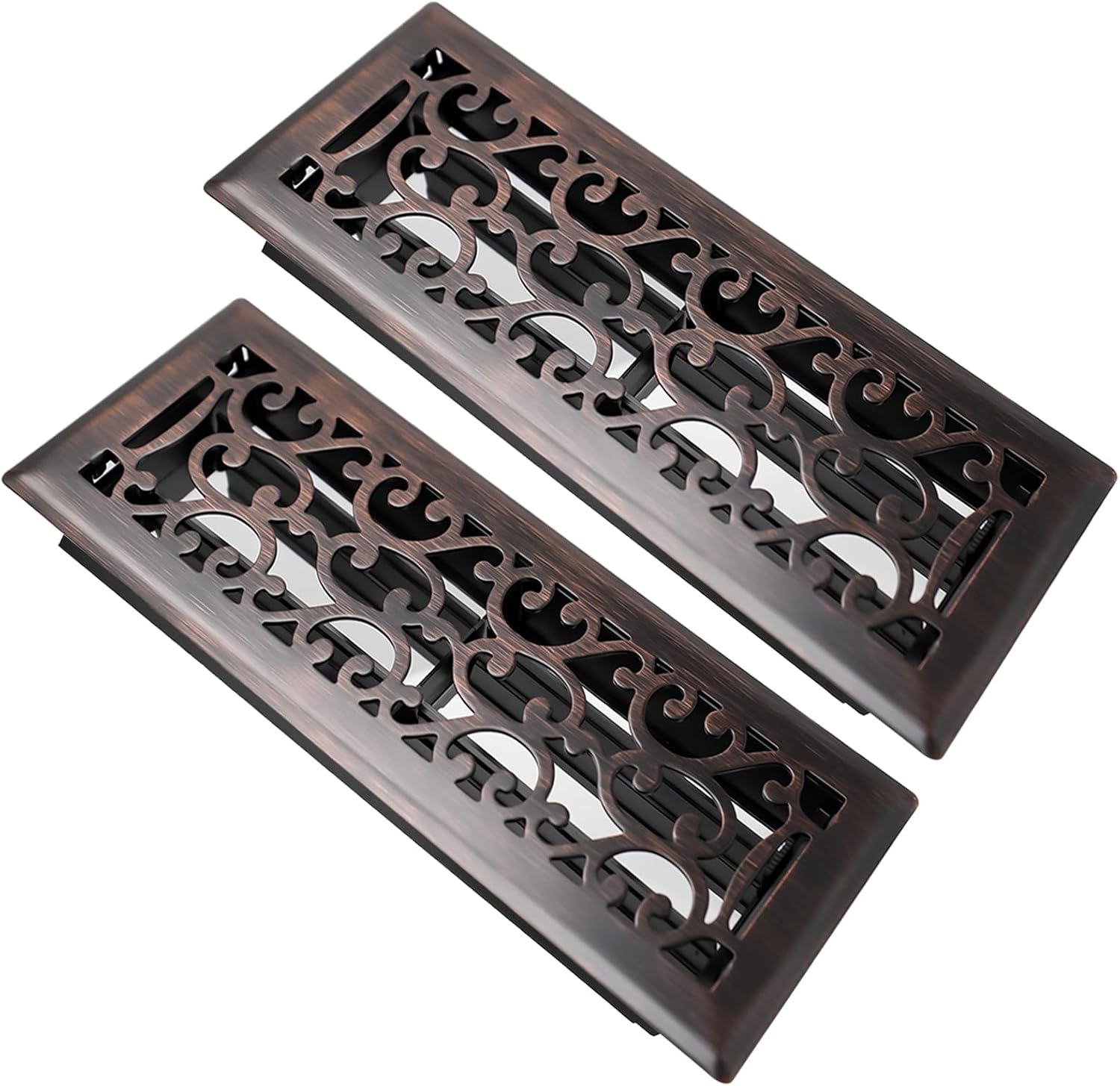 2 Pack 4x12 Heavy Duty Steel Floor Registers for Adjustable Airflow