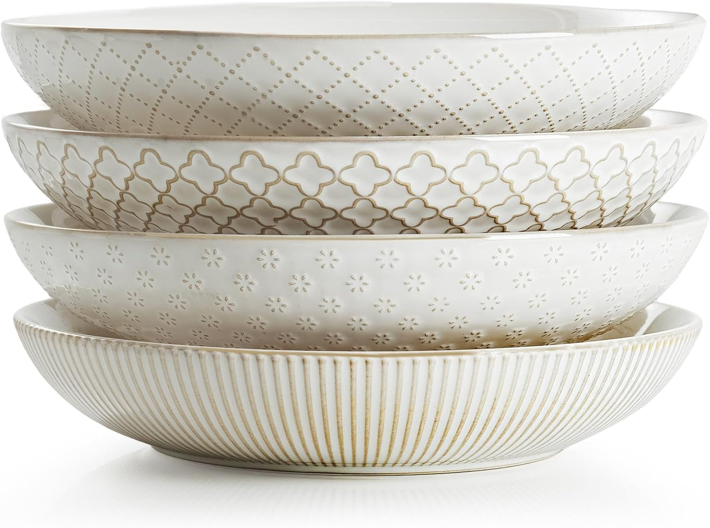Large Ceramic Pasta Bowls Set of 4 for Stylish Dining