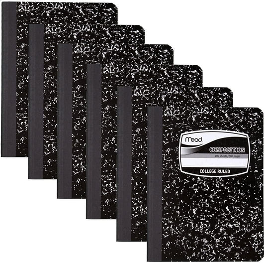 Mead Composition Books 6-Pack - College Ruled, Black Marble
