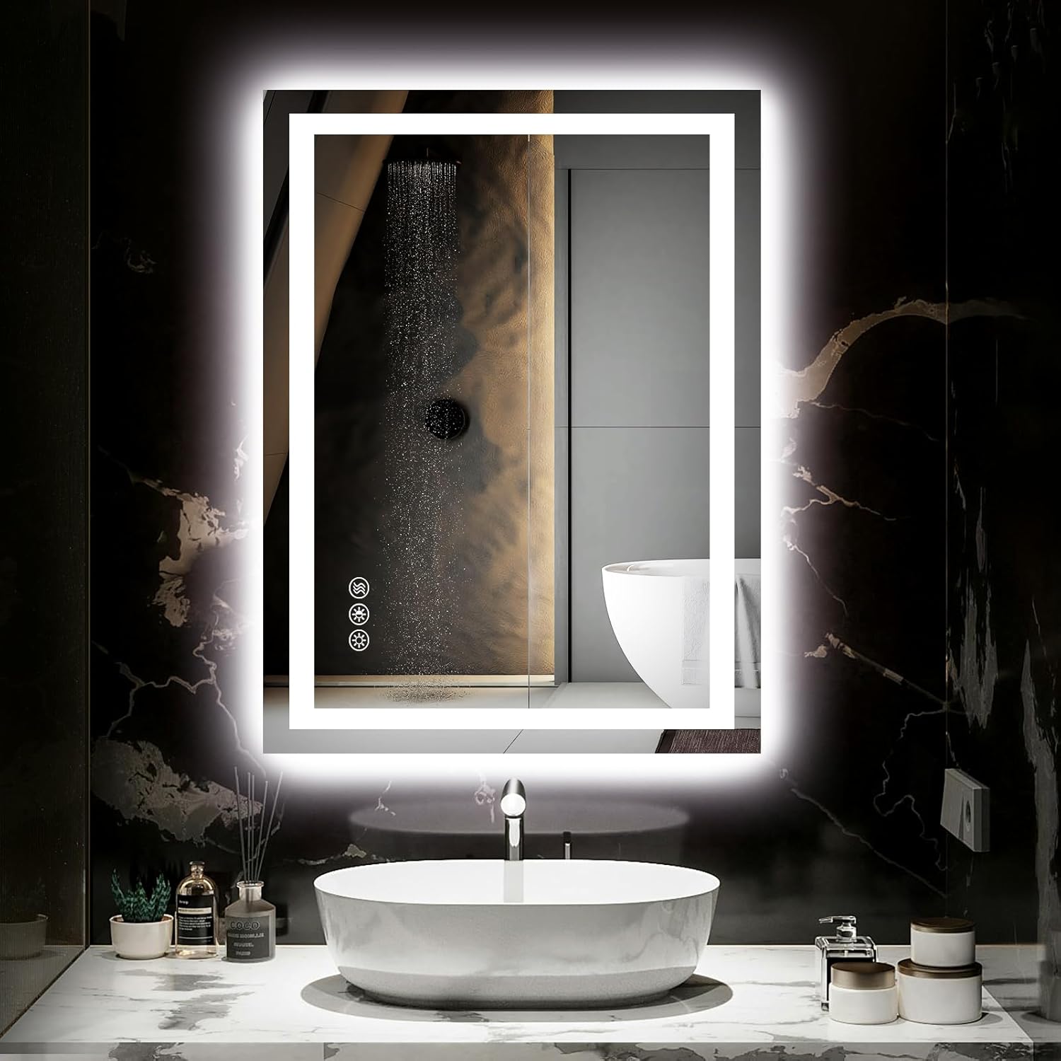 24X32 LED Bathroom Mirror with Lights, Anti-Fog, Dimmable