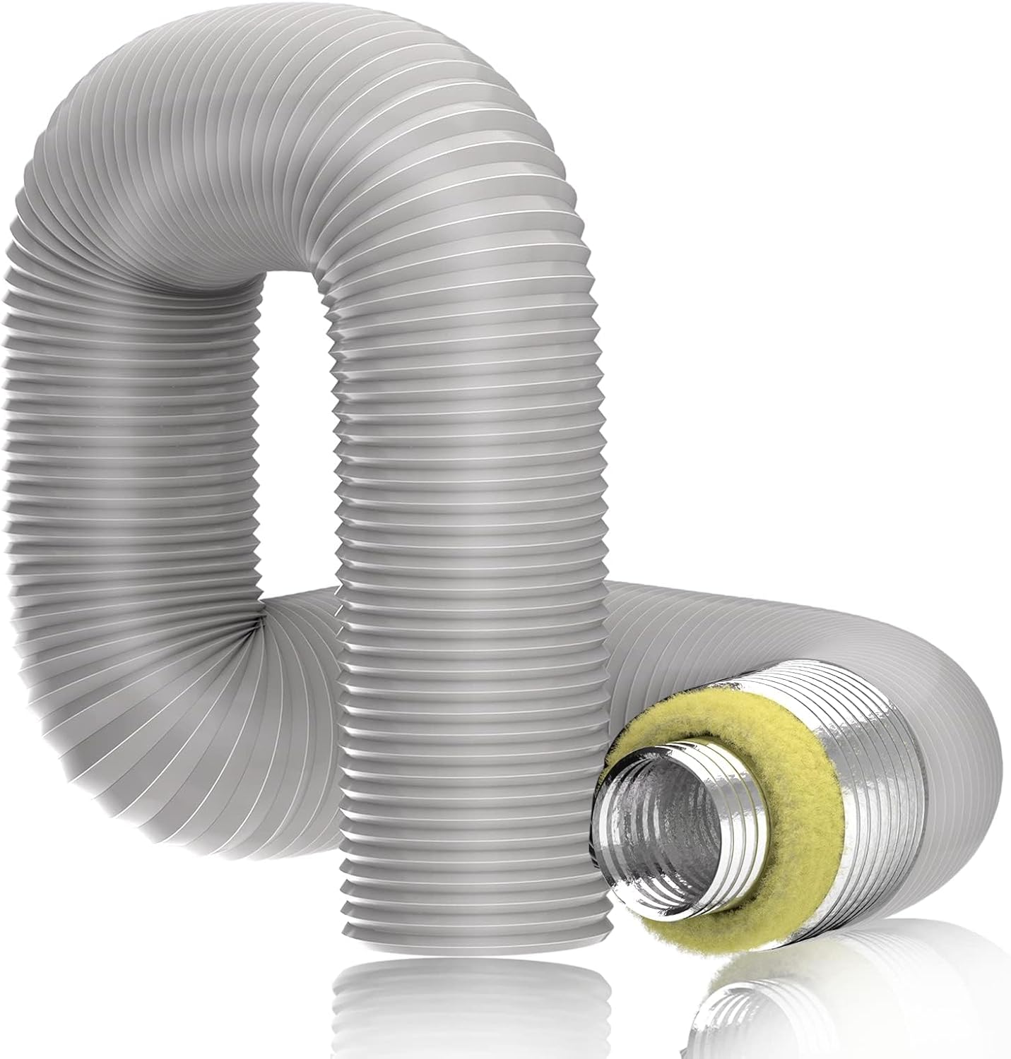 6ft' Insulated Flexible Duct for HVAC Systems - Noise Reducer Hose