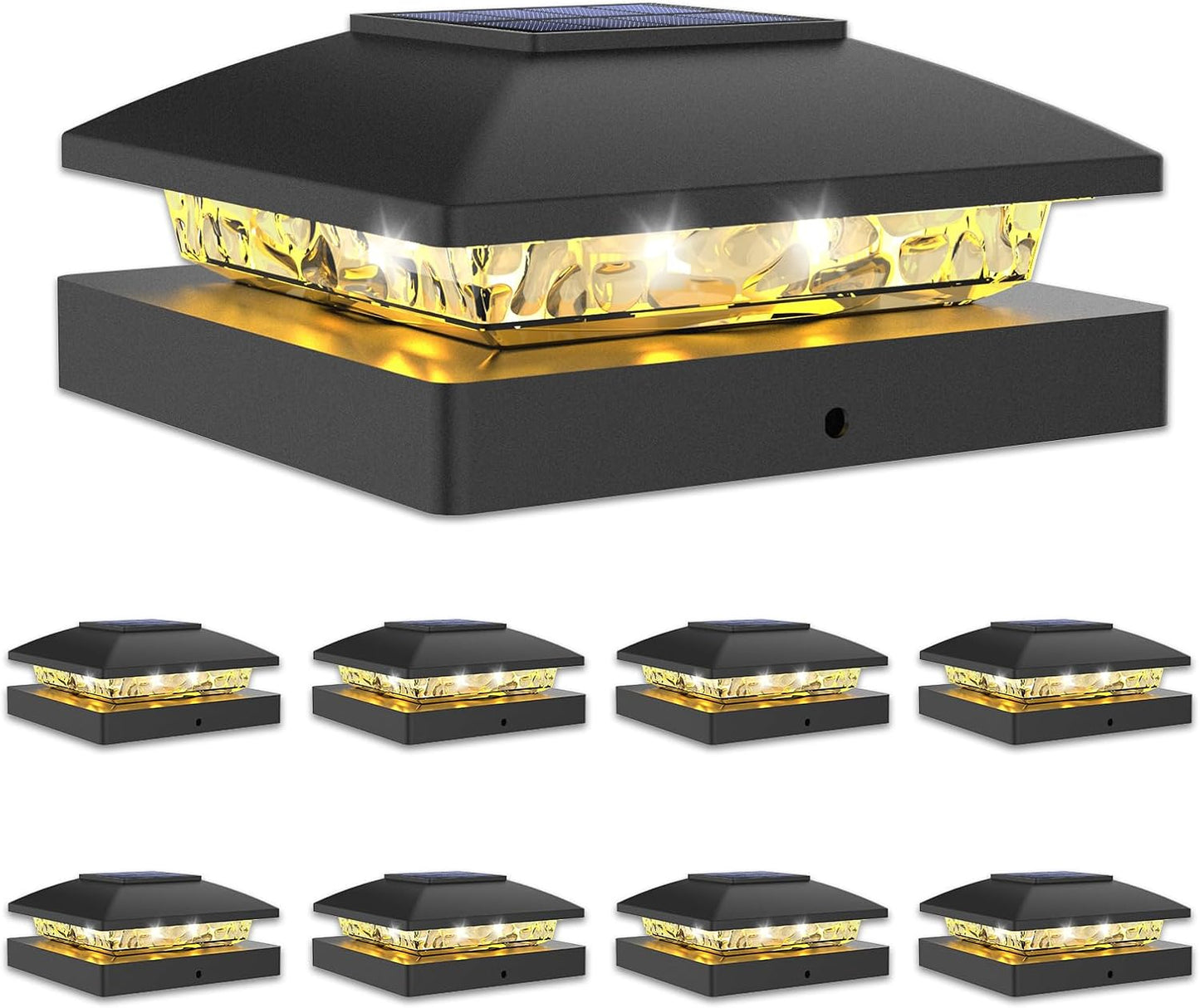 4x4 Solar Post Cap Light 8pack for Outdoor Waterproof Use