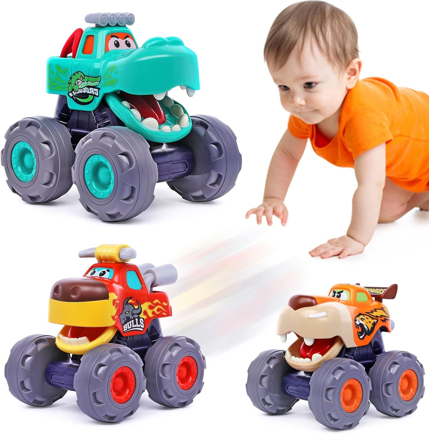 Pull Back Monster Trucks for 1-3 Year Olds