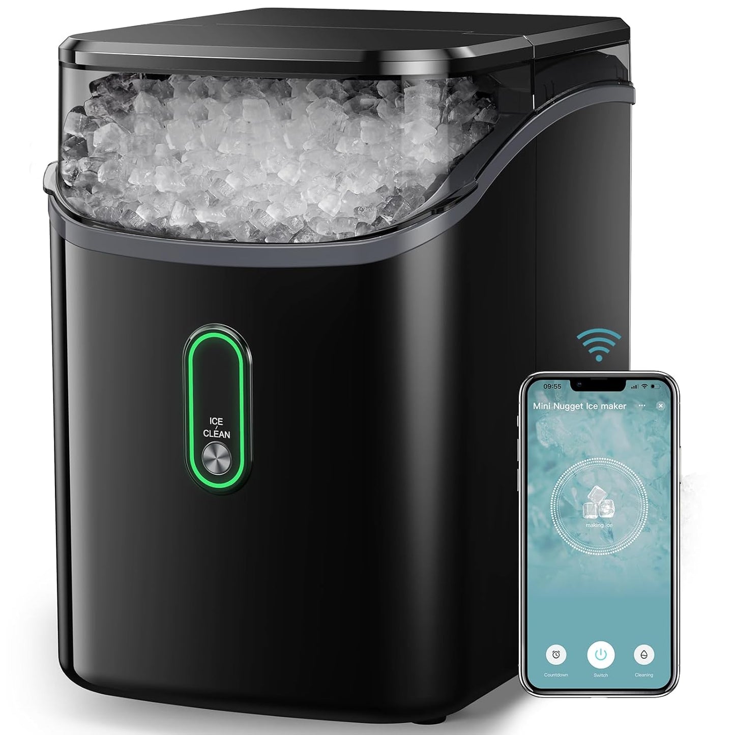 Silonn WiFi Nugget Ice Maker: Soft Chewable Ice, Timer, Alerts