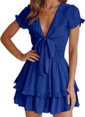 PRETTYGARDEN Women Summer Mini Short Dress - Flattering Tiered V Neck