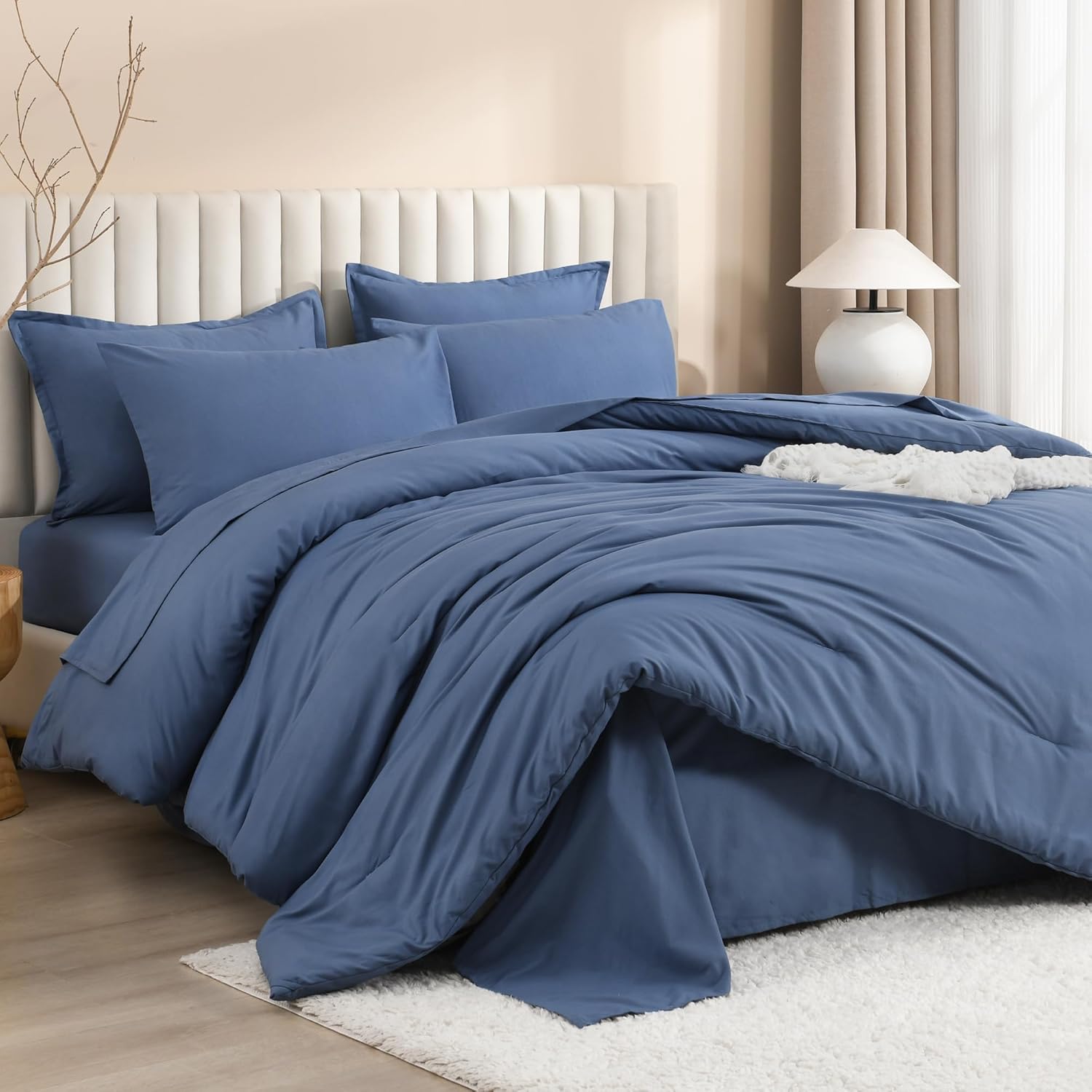 Litanika Super King Comforter Sets Ocean Blue - 7 Piece Bed Set