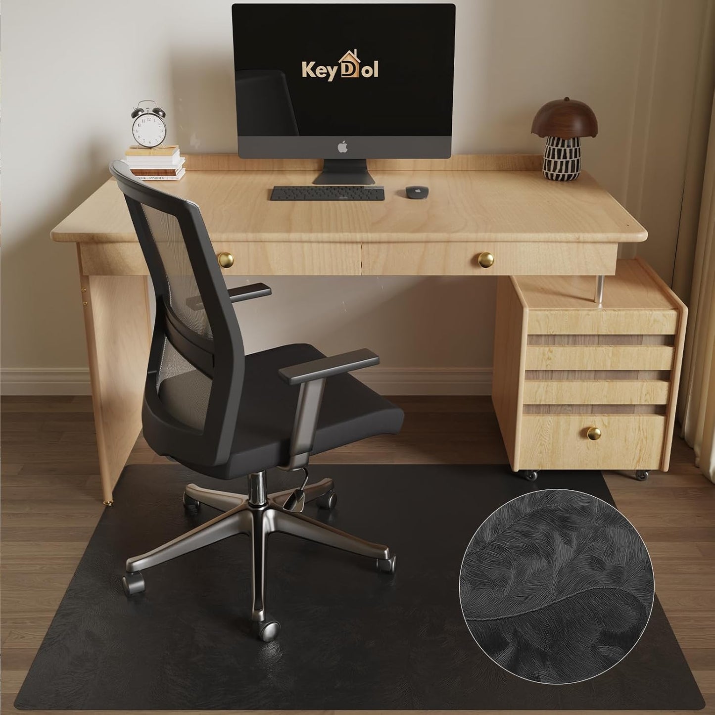 50in x 60in Office Mat for Hardwood Floor with 3D Feather Design