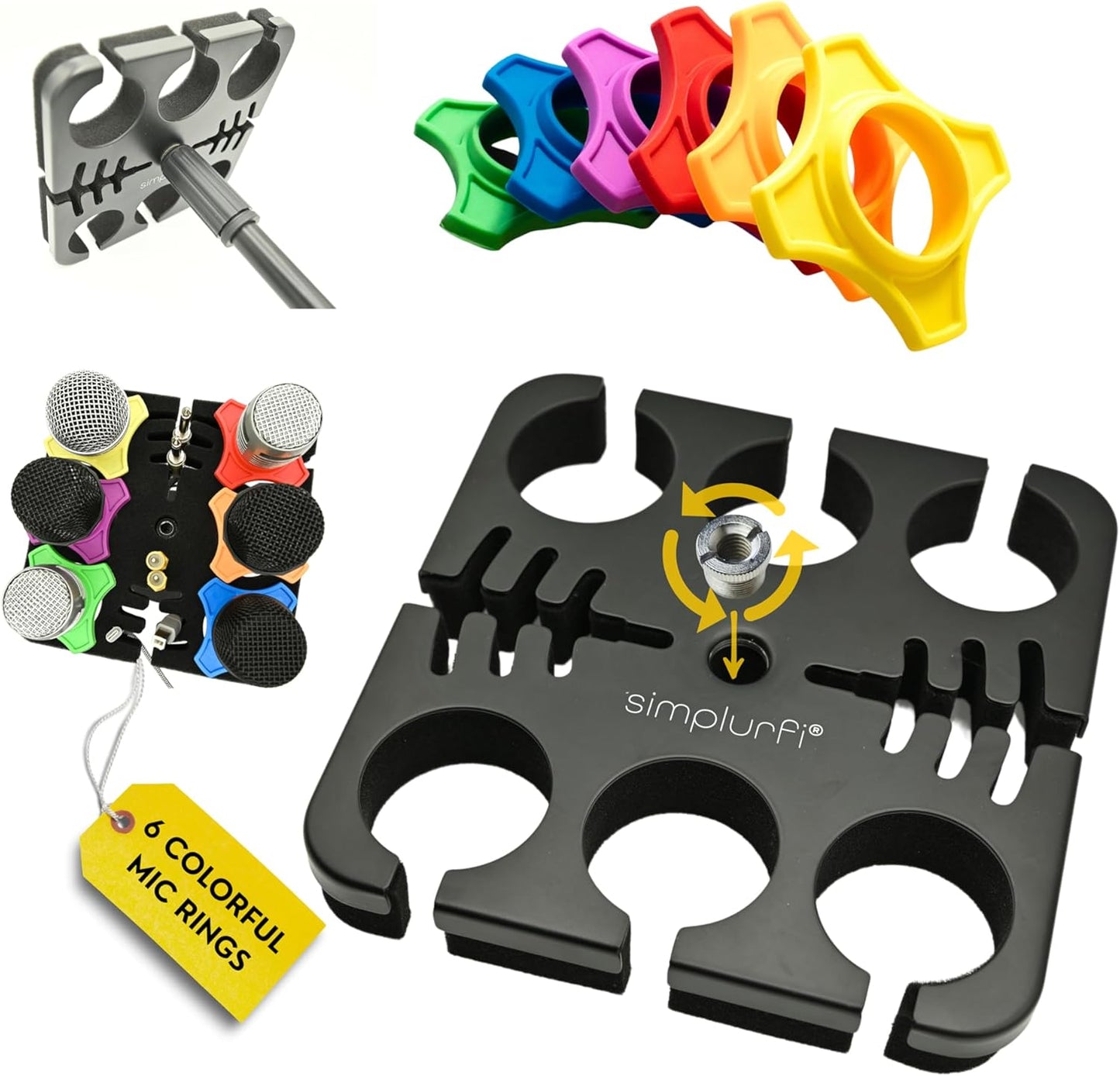 Multi Microphone Holder Cable Hanger & Organizer for Mic Stand
