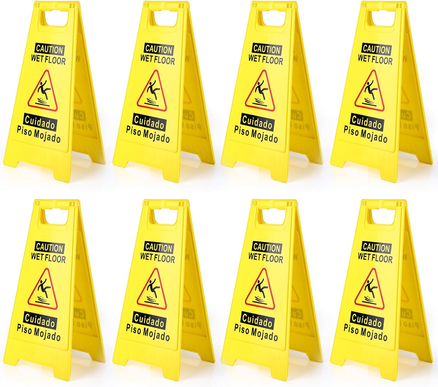 Caution Wet Floor Sign 8-Pack, Double-Sided Folding Design