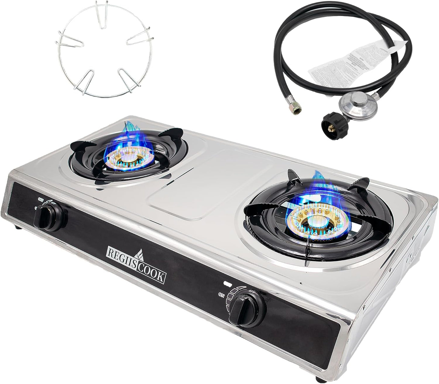 RegiisCook - Portable Double Burner Gas Stove
