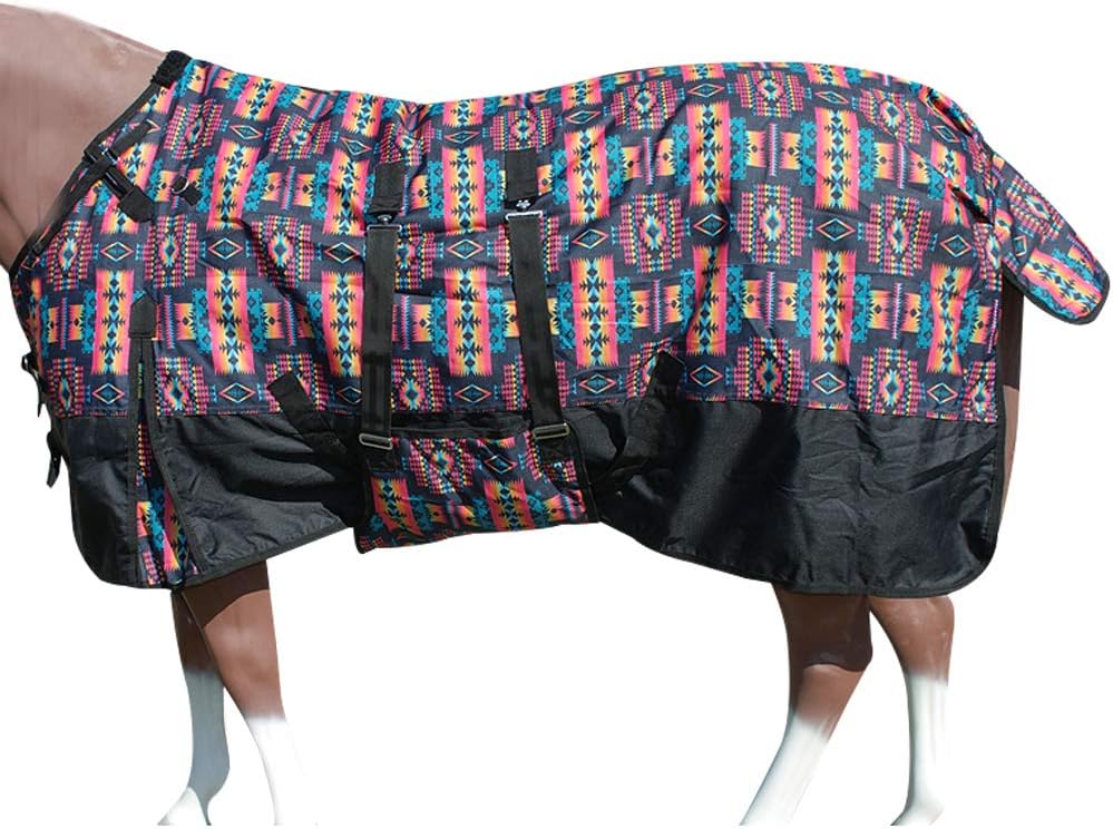 Black Aztec 78 in HILASON 1200D Winter Waterproof Horse Blanket