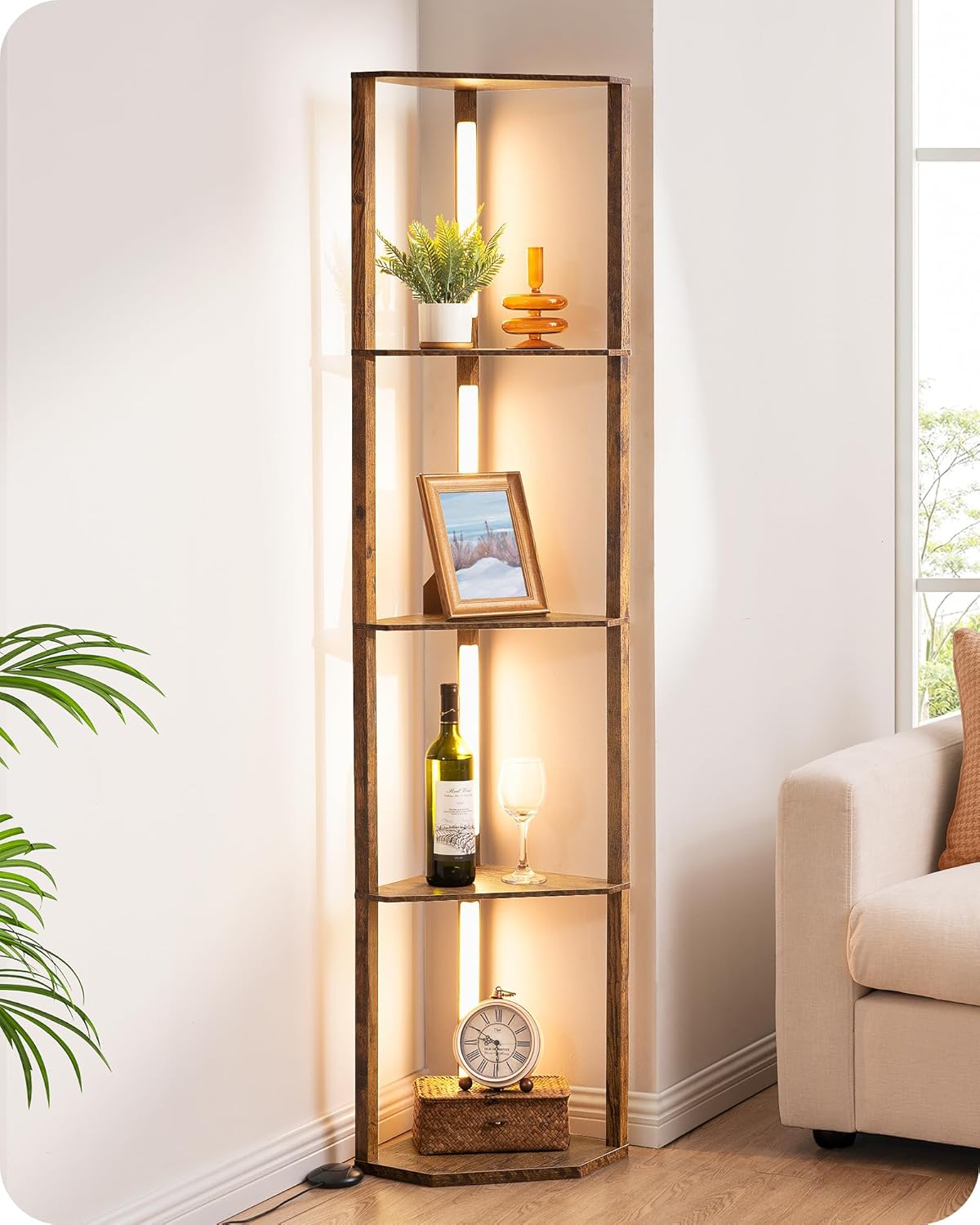 EDISHINE 64in LED Floor Lamp with Shelves for Modern Spaces