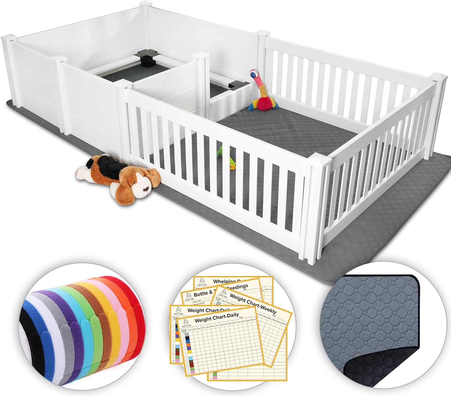 2 Room Whelping Box for Dogs - Ideal for 2-6 Puppies Growth