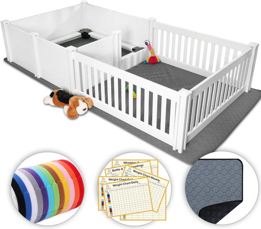 2 Room Whelping Box for Dogs - Ideal for 2-6 Puppies Growth
