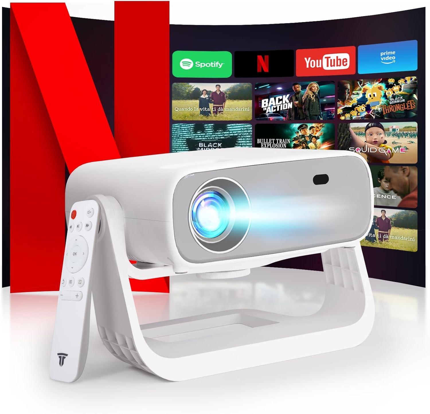 Smart Projector with WiFi 6 and Bluetooth for Home Theater