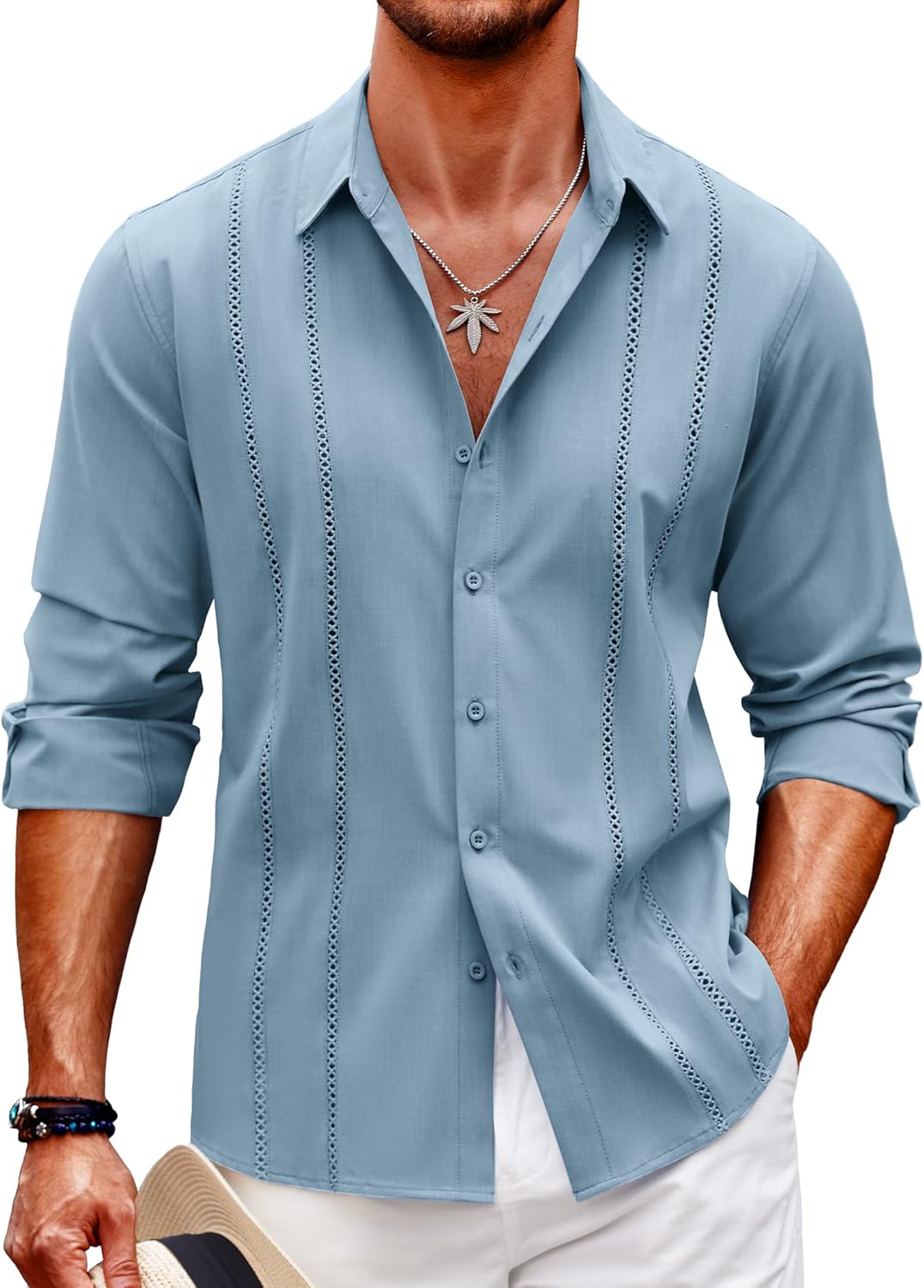 Stylish Mens Cuban Guayabera Shirt for Casual Summer Wear