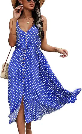 Brovave Women's Summer Casual Boho Sundress with Polka Dots
