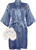 Custom Women Satin Robes with Slippers Gift Set (Style 3CWH)